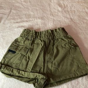 Green jean shorts